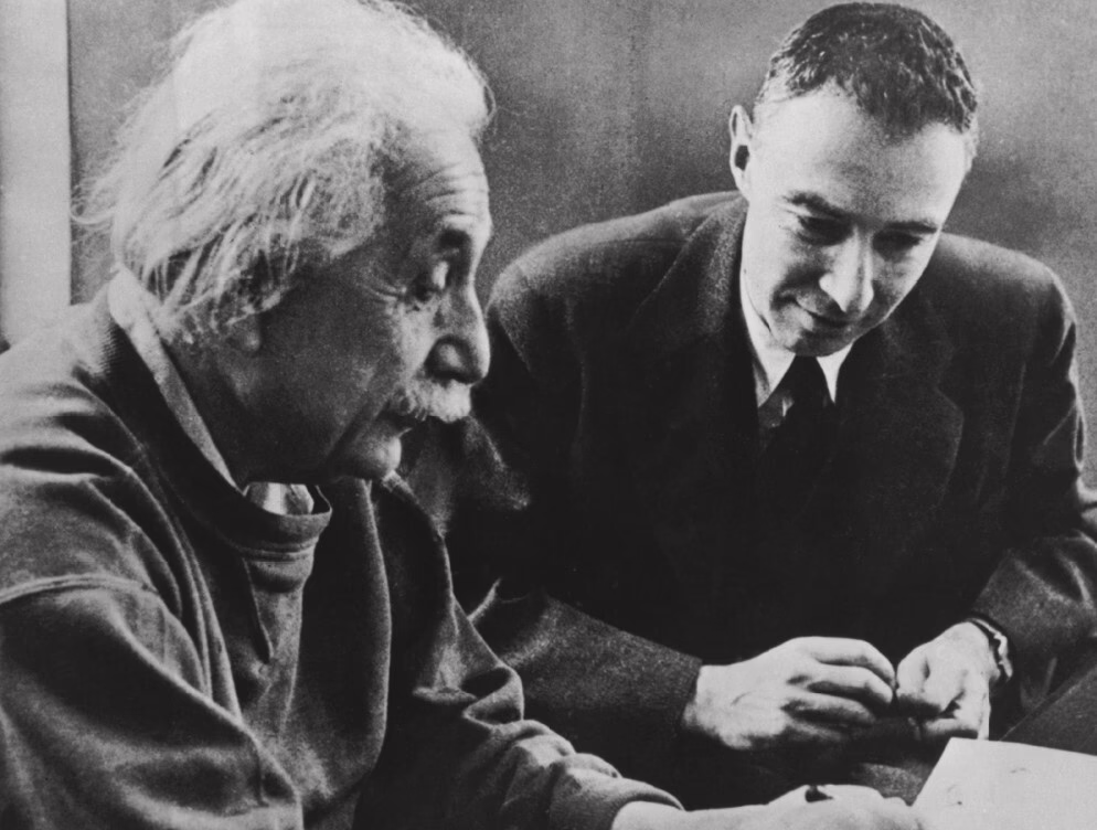 Albert Einstein and Robert Oppenheimer, ~1950