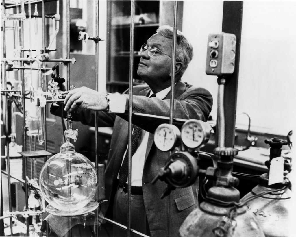 Harold Urey working in the laboratory