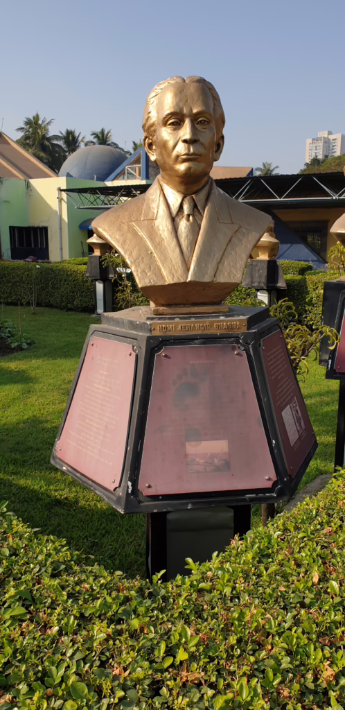 A commemorative bust celebrating the life and work of Homi Jehangir Bhabha, located in the 'Science City Kolkata'