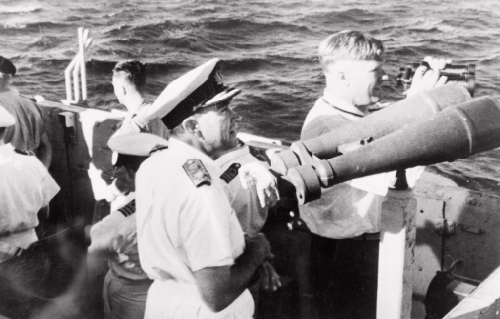 William Penney watches the results of Operation Hurricane; the first test of a British atomic device, 1952